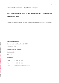 Body weight estimation based on post mortem CT data &ndash; validation