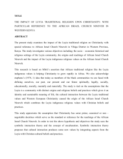 TITLE THE IMPACT OF LUYIA TRADITIONAL RELIGION UPON