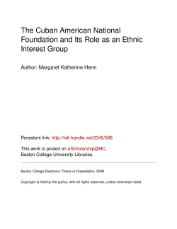 The Cuban American National Foundation and Its Role as an Ethnic