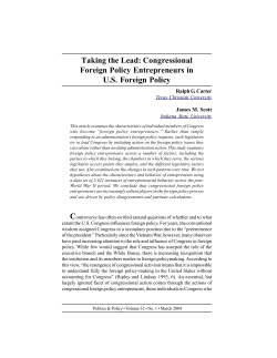 Taking the Lead: Congressional Foreign Policy Entrepreneurs in