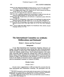 The International Committee on Aridisols: Deliberations and Rationale!