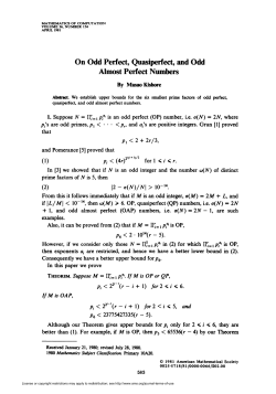 On Odd Perfect, Quasiperfect, and Odd