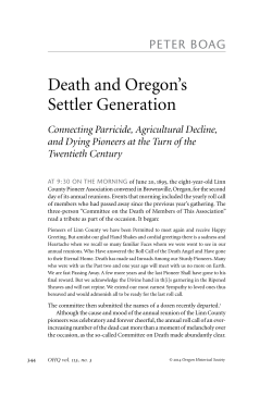 Death and Oregon`s Settler Generation