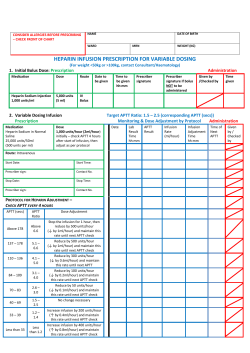CUH IV Heparin prescription chart