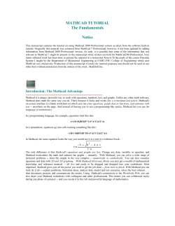 MATHCAD TUTORIAL The Fundamentals Notice