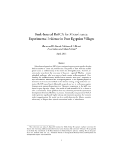 Experimental Evidence in Poor Egyptian Villages
