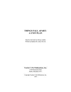 things fall apart: a unit plan - Sandee Bach`s English Classes Two