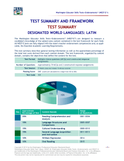 Test Summary and Framework - Washington Educator Skills Tests