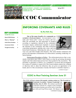 Spring 2014 CCOC Communicator