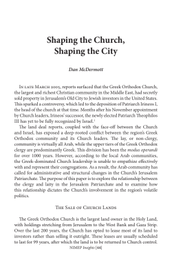 Shaping the Church, Shaping the City: The Greek Orthodox Church