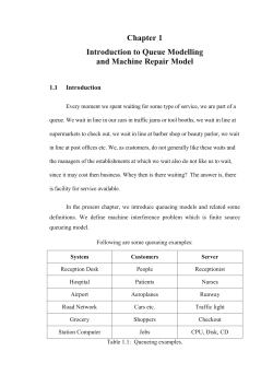 Chapter 1 Introduction to Queue Modelling and Machine Repair Model