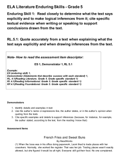 ELA Literature Enduring Skills - Grade 5