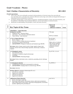 Grade 9 Academic &ndash; Physics Unit 3 Outline: Characteristics of