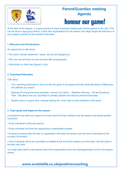 Parents Meeting Agenda - Scottish Football Association