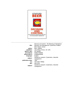 Decision and Control : The Meaning of Operational Research