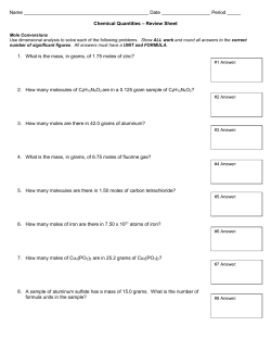 Chemistry IA Ch 7, 8 Review Sheet