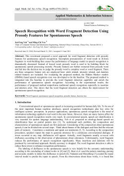 Speech Recognition with Word Fragment Detection Using Prosody
