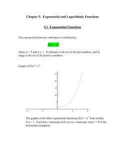 Chapter 5. Exponential and Logarithmic Functions 5.1 Exponential