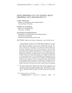 does dropping out of school mean dropping into delinquency?