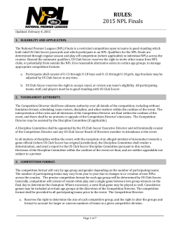 RULES - 2014 NPL Finals - National Premier Leagues