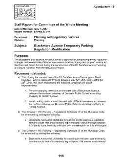 Blackmore Avenue Temporary Parking Regulation Modification