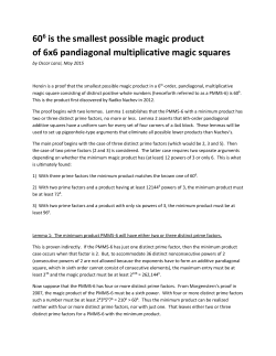 606 is the smallest possible magic product of 6x6 pandiagonal