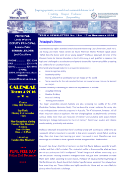 CALENDAR - Black Forest Primary School