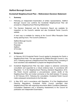 Eccleshall Neighbourhood Plan &ndash; Referendum Decision Statement