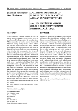 analysis of experiences of flemish children in martial arts
