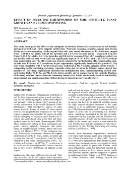effect of selected earthworms on soil fertility, plant growth and