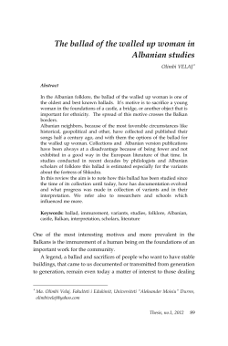 The ballad of the walled up woman in Albanian studies