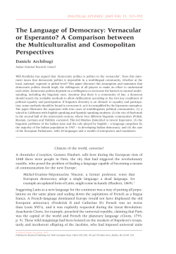 The Language of Democracy: Vernacular or Esperanto? A