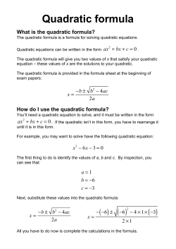 Quadratic formula - Benjamin