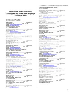 Nebraska Manufacturers Arranged By Product Category January 2004