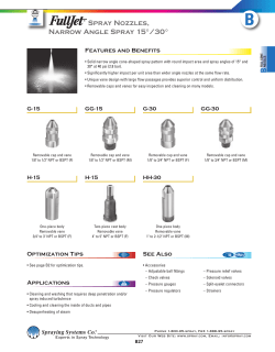 Spray Nozzles, Narrow Angle Spray 15°/30°