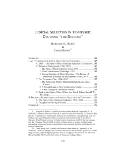 judicial selection in tennessee: deciding &ldquo;the decider&rdquo;