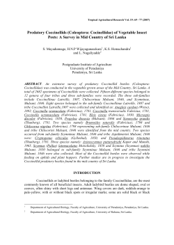 Predatory Coccinellids - Postgraduate Institute of Agriculture