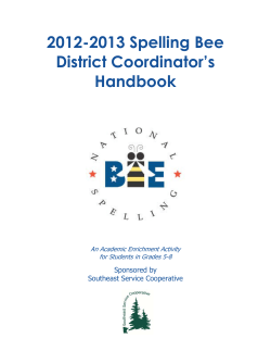 2012-2013 Spelling Bee District Coordinator`s Handbook