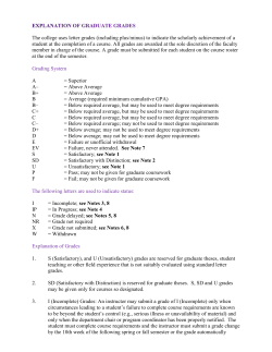 The college uses letter grades (including plus/minus) to indicate the