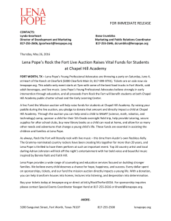 Lena Pope`s Rock the Fort Live Auction Raises Vital Funds for