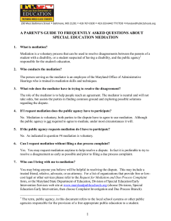 A Parent`s Guide to Frequently Asked Questions about Special