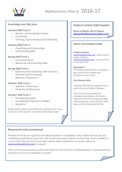 SAA Curriculum Overview and Knowledge Audit Year 8