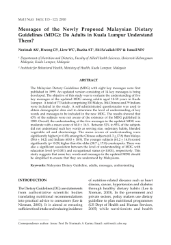 Messages of the Newly Proposed Malaysian Dietary