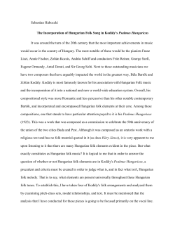 The Incorporation of Hungarian Folk Song in Kod&aacute;ly`s Psalmus