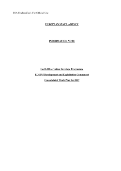 ESA Unclassified - For Official Use EUROPEAN SPACE AGENCY