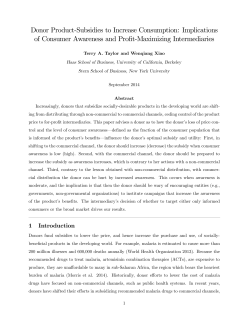 Donor Product-Subsidies to Increase Consumption - Berkeley-Haas