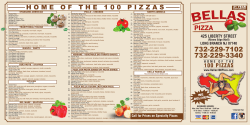 Bella`s Complete 2017 Menu with Pricing