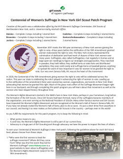 Centennial of Women`s Suffrage in New York Girl Scout Patch
