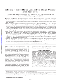 Influence of Raised Plasma Osmolality on Clinical Outcome