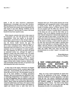 A NOT UNREASONABLE CLAIM: WOMEN AND REFORM IN